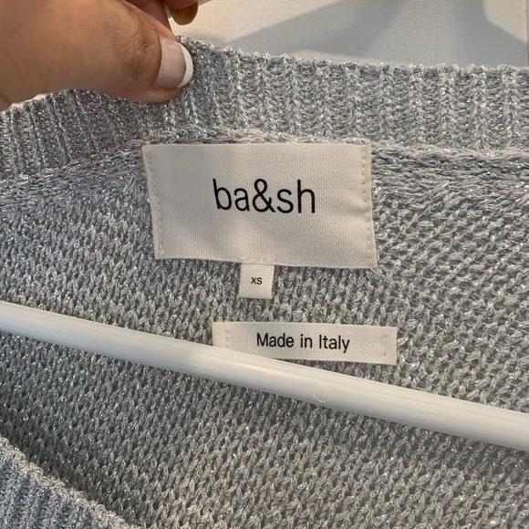 Ba&sh asymmetrical one shoulder glitter silver sweater. Size XS - Picture 5 of 8